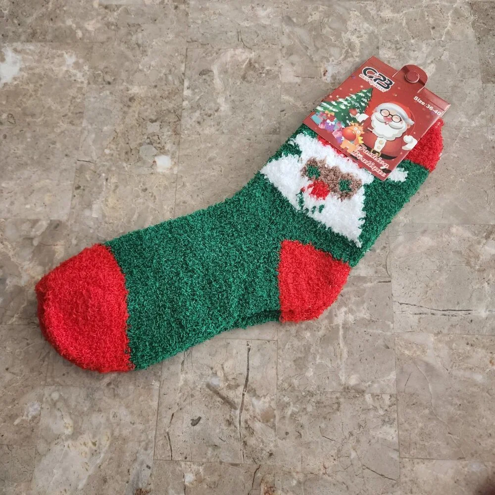Women's Colorful Christmas Fluffy Socks (2pk)